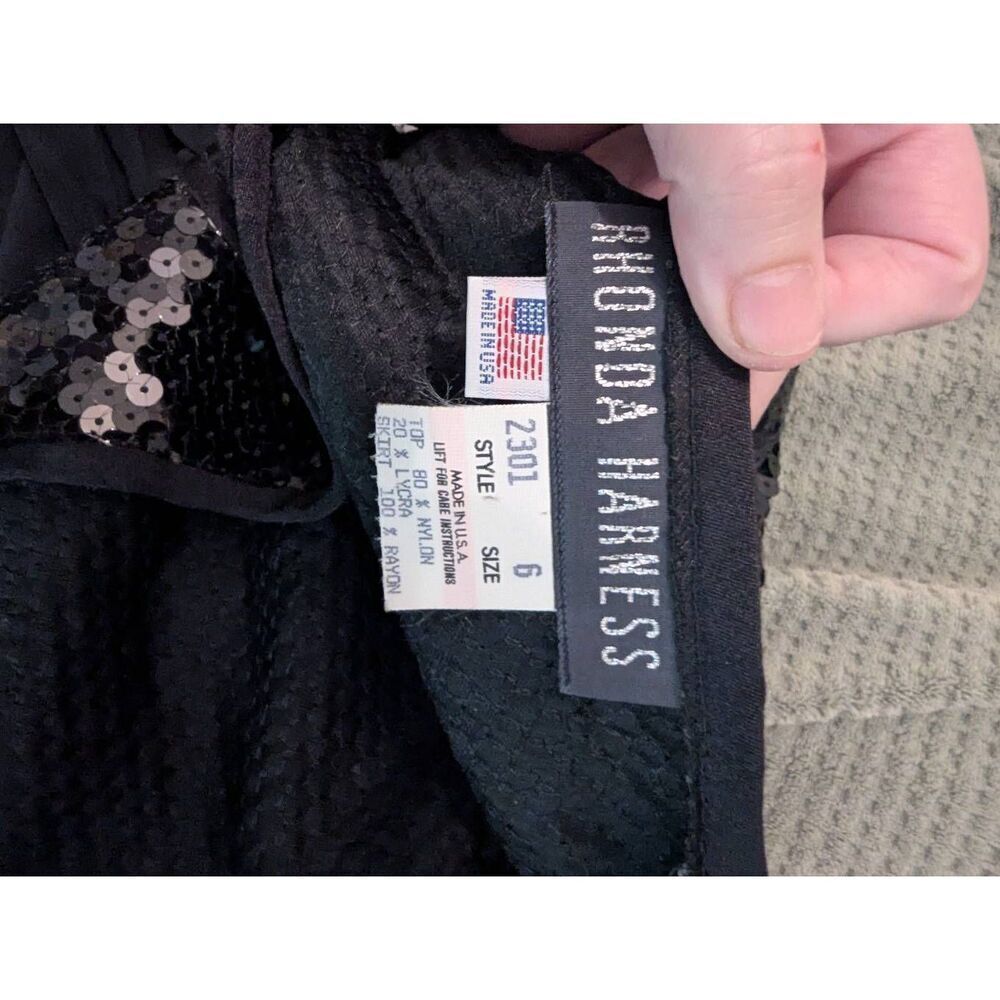 Vintage 80s Rhonda Harness Women's Size 6 Black Sequin Swinger Midi Dress NYE - Picture 2 of 6